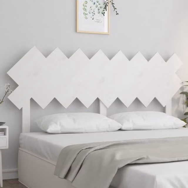 Berkfield Home Rustic White Solid Pine Wood Bed Headboard W: 159.5 cm, D: 3 cm, H: 80.5 cm – 1