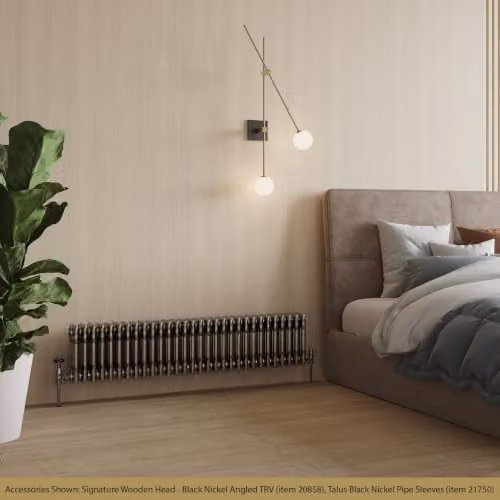 UK Radiators Alpha 4 Column Traditional Cast-Iron Style Radiator in Raw Metal with Feet, W: 1340 mm, H: 300 mm – 3