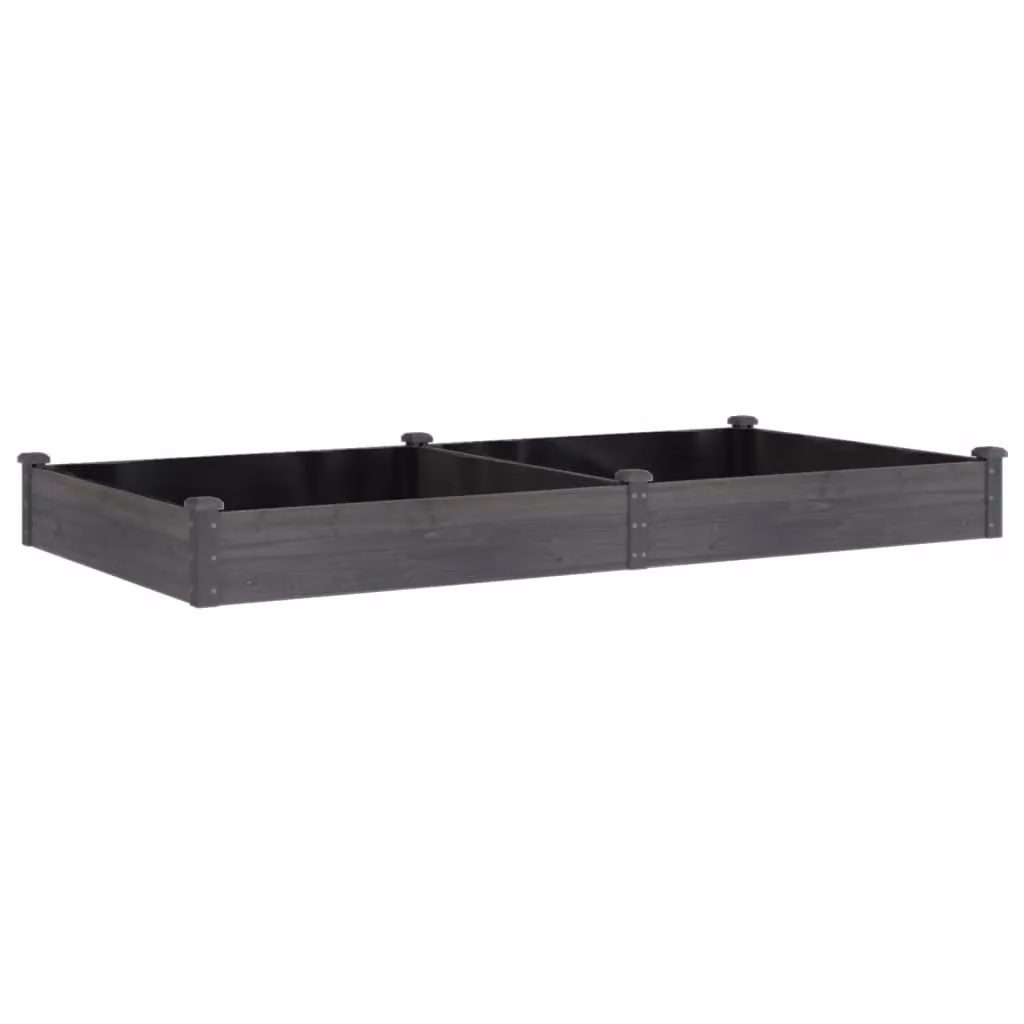 Berkfield Home Garden Raised Bed with Liner in Grey, Solid Wood Fir, W/D/H: 240 x 120 x 25 cm – 2