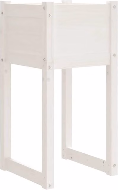 Berkfield Home White Wooden Raised Bed Planter in Pine, W/D/H: 40 x 40 x 81 cm – 1