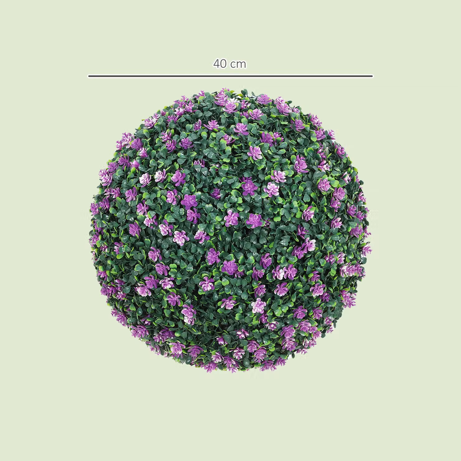 HOMCOM Set of Two Artificial Round Potted Boxwood Plants in Green and Purple – 3