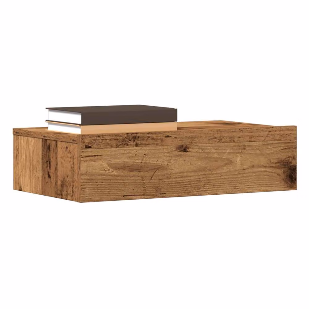 Berkfield Home Durable Wall Mounted Bedside Cabinet in Brown Old Wood, W: 60 cm, D: 35 cm, H: 35 cm – 2