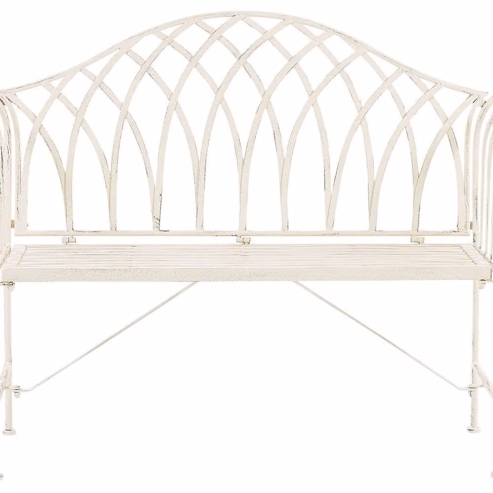 Wyld and Coco Evergreen White Metal 2-Seater Garden Bench – 2