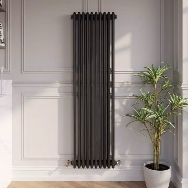 Temprazo Black Steel Wall Mounted Column Radiator