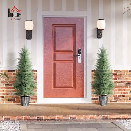 HOMCOM Set of 2 Green UV Resistant Artificial Cypress Trees, Height: 135 cm – 2
