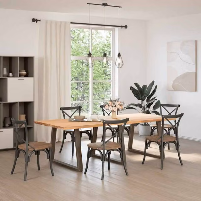 Berkfield Home V-Shape Dining Table Legs, 3 Pieces, Brown Steel, H: 72-73.3 cm x W: 90 cm