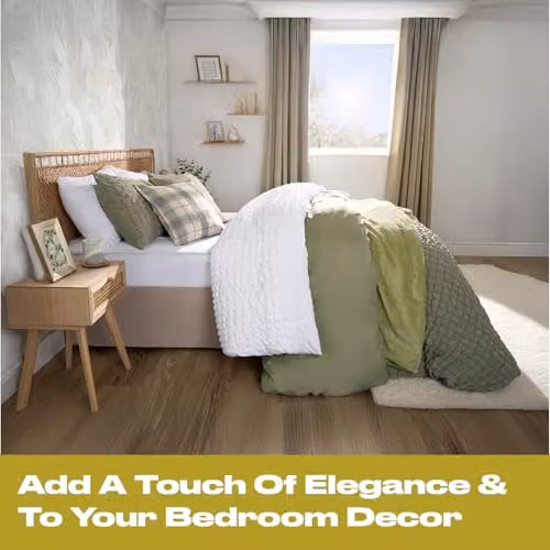 Highams White Seersucker Duvet Cover and Pillowcase Bedding Set, Double, W/D/H: 200 x 200 cm with 50 x 75 cm Pillowcases – 2