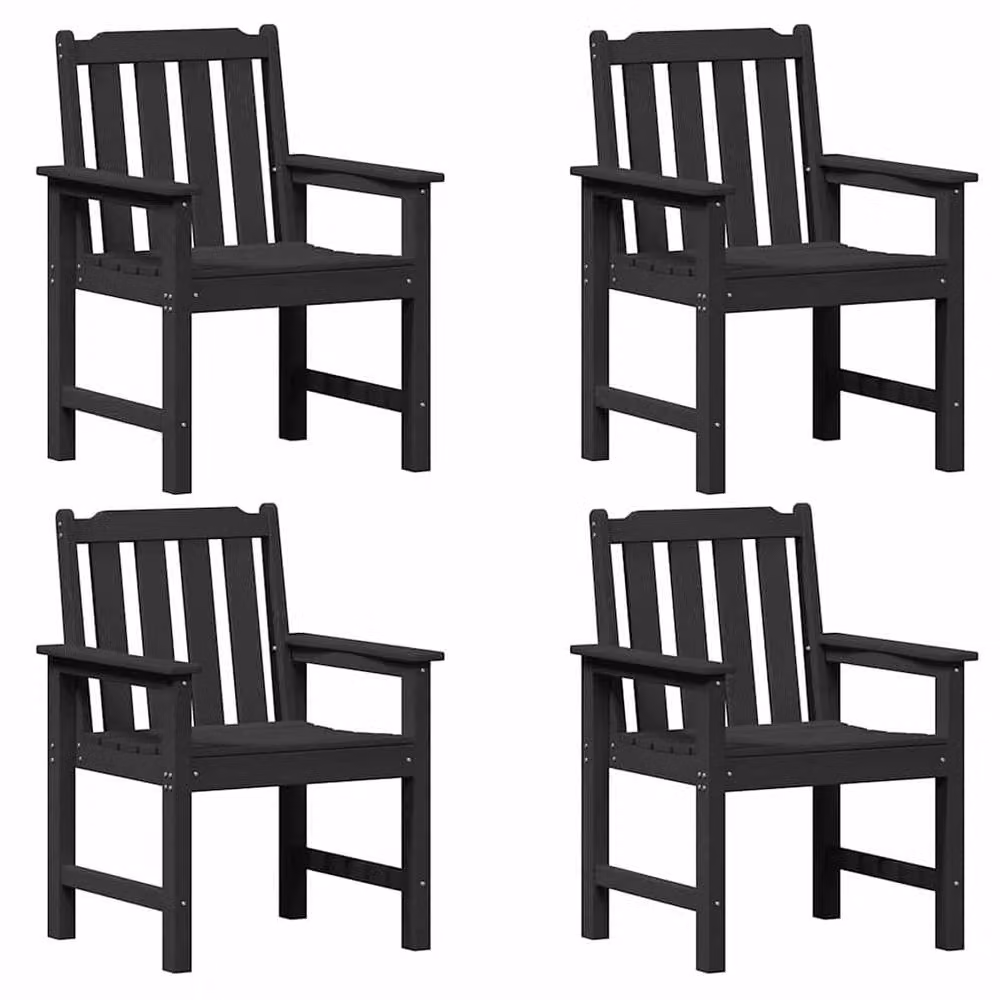 Berkfield Home Modern Garden Dining Chairs, 4 Piece Set, Black, W/D/H: 65.5 x 55.5 x 88 cm – 2