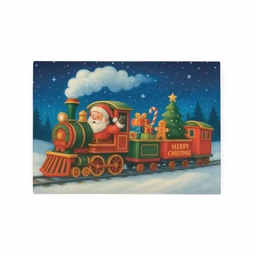 Purely Home Santa's Night Train Glass Worktop Saver, Multicolour, W: 28.5 cm x D: 20 cm
