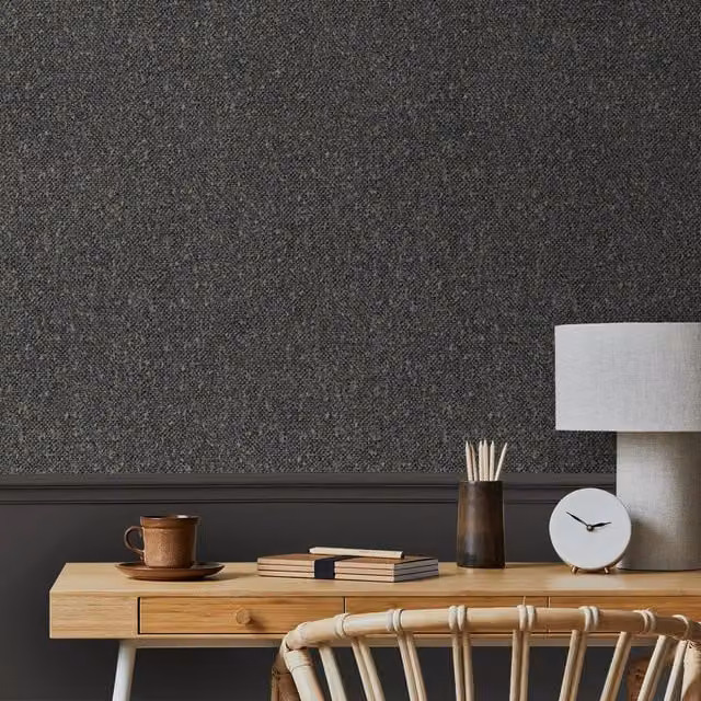 Superfresco Easy Hearthbound Texture Wallpaper in Charcoal Grey and Anthracite