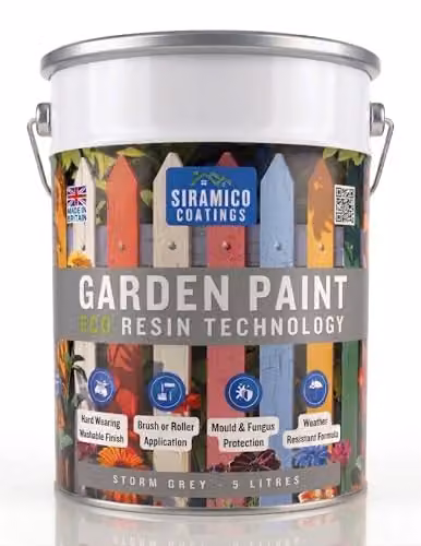 SIRAMICO COATINGS Eco Resin Premium One Coat Garden Paint for Wood, Storm Grey, 5 l – 1