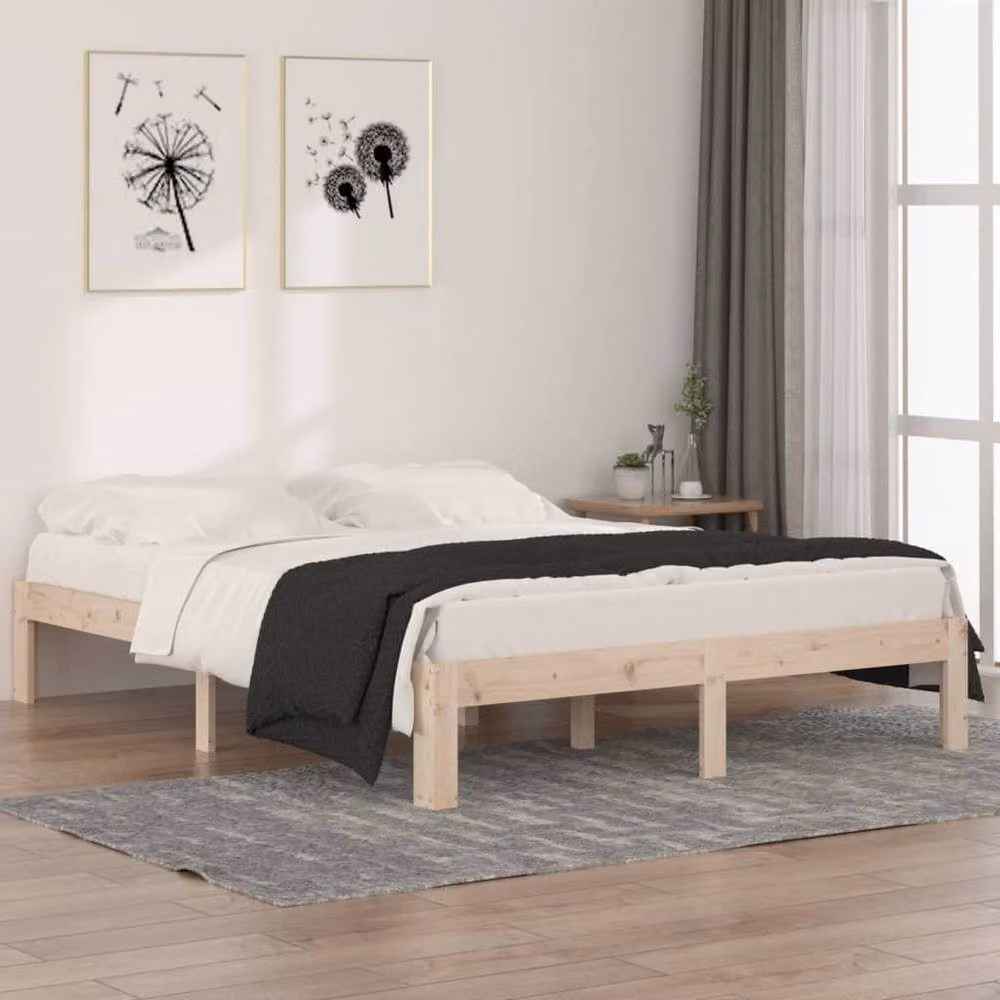 Berkfield Home Beautiful King Size Solid Wood Bed Frame in Brown, W/D/H: 153.5 x 203.5 x 30.0 cm – 2