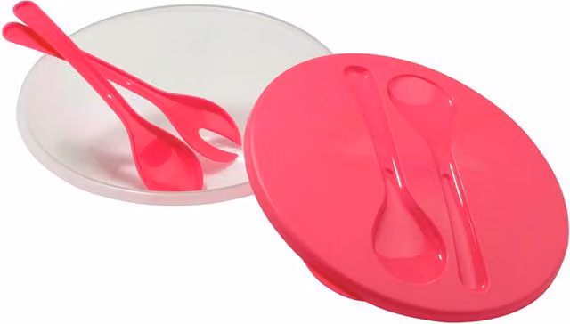Orsina Plastic Salad Container with Pink Lid