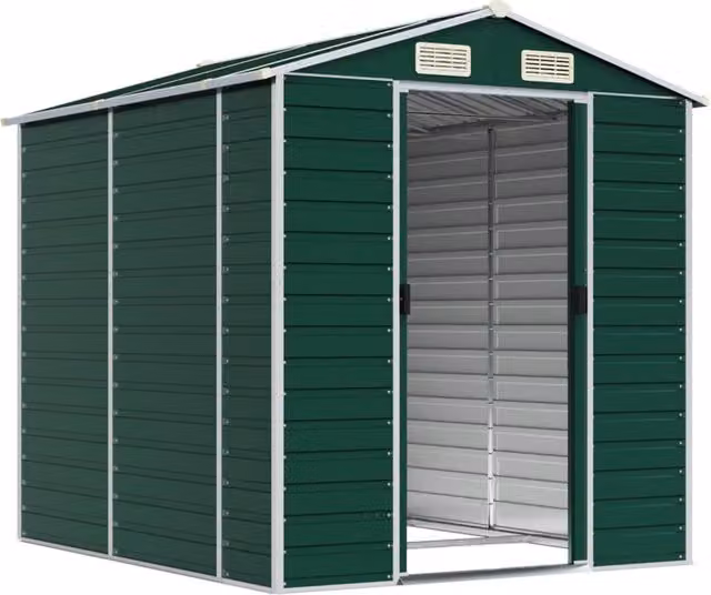 Berkfield Home Green Galvanised Steel Gable Garden Shed W/D/H: 191 x 215 x 198 cm