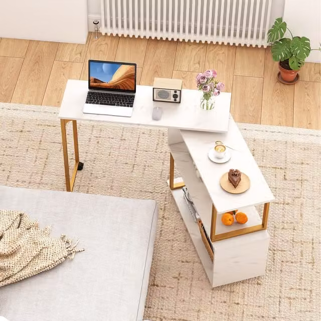 Costway Modern Rotating and Folding Writing Desk in White