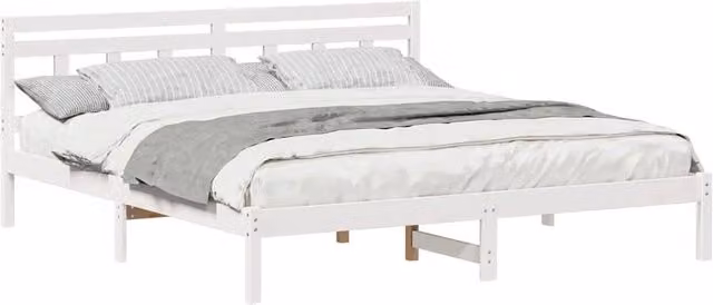 Berkfield Home Traditional White Solid Pine Wood Bed with Headboard 200 x 200 cm – 1