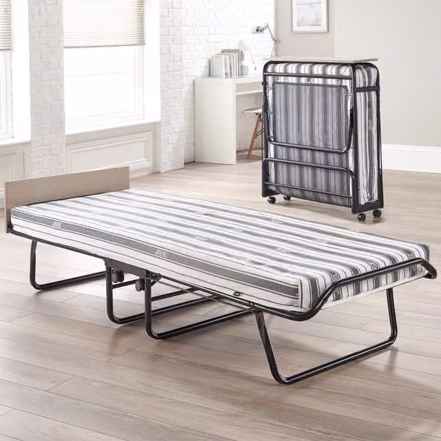 Jay-Be Supreme Automatic Folding Bed with Comfort Mattress in Black and Grey