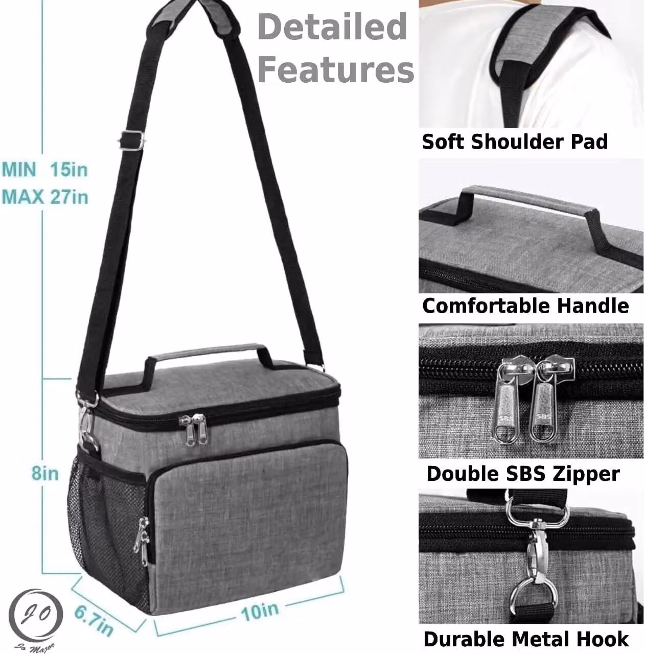 Xample Thermal Insulated Lunch Bag in Grey – 7