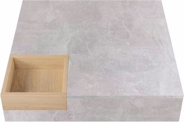 KORVIXA Modern Square Coffee Table with Grey Concrete Effect Top, W: 100 cm x D: 100 cm – 1