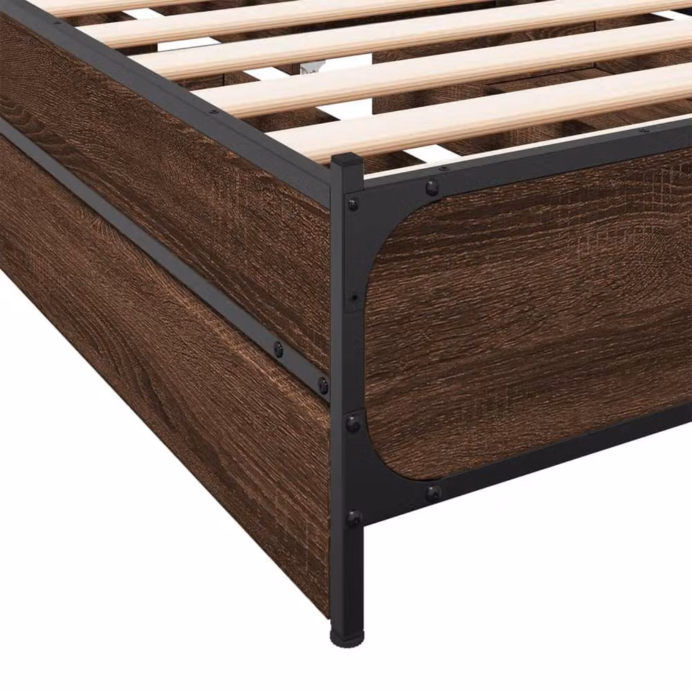 Berkfield Home Small Single Bed Frame with Drawers in Brown Oak, W: 75 cm, L: 190 cm – 6