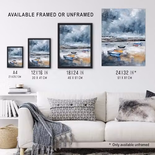 Artery8 Yorkshire Coast Fishing Boats Wall Art Poster Print, Multicolour, W: 46.0 cm, H: 116.8 cm – 3