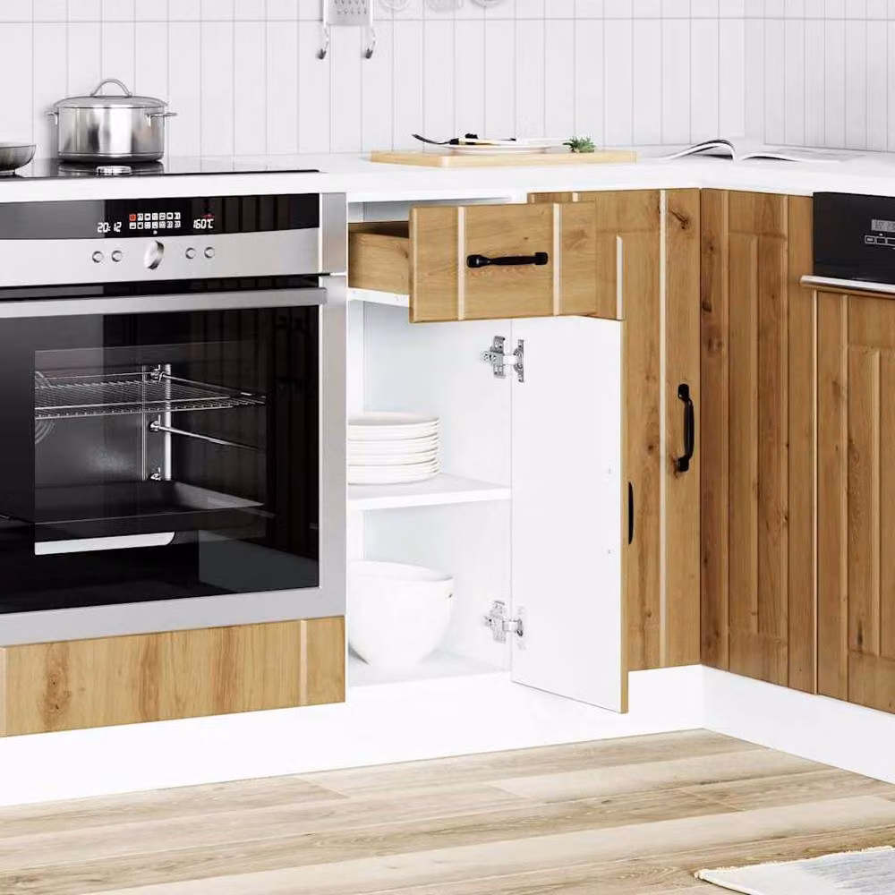 Berkfield Home Lucca Artisan Oak Kitchen Base Cabinet in Brown – 2