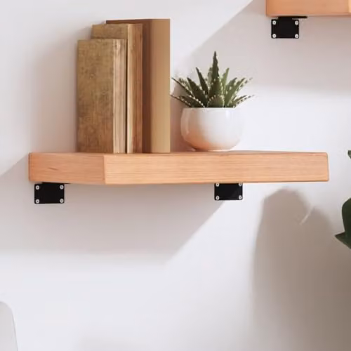 vidaXL Wall Mounted Oak Wood Shelf in Brown, W: 40 cm, D: 30 cm, H: 2-6 cm – 1
