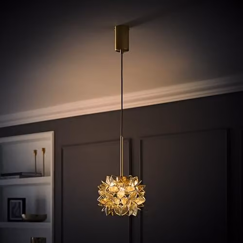 ValueLights Reine Clear Glass and Brushed Gold Flower Pendant Light with LED Bulb – 2