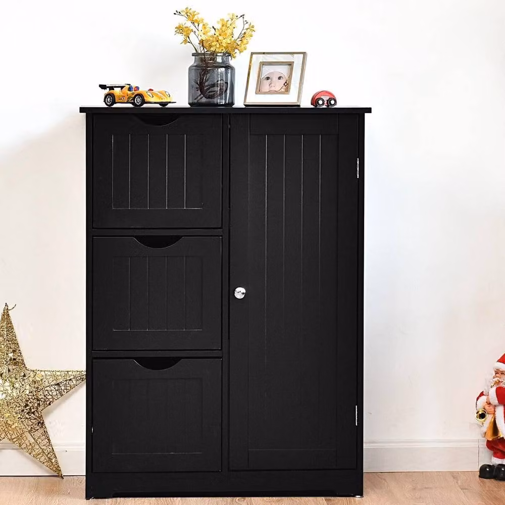 VOGREX 3-Drawer Freestanding Bathroom Storage Cabinet in Matt Black – 5