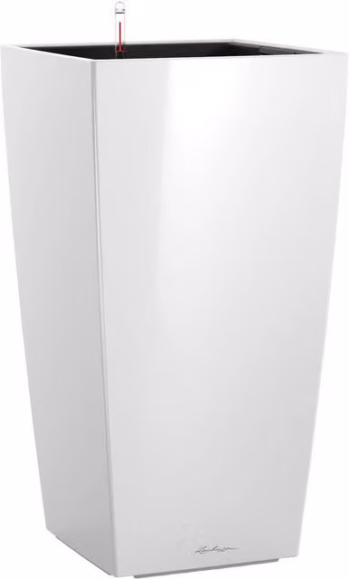 Lechuza Cubico Square Tall Self-Watering Planter in White High-Gloss 61l