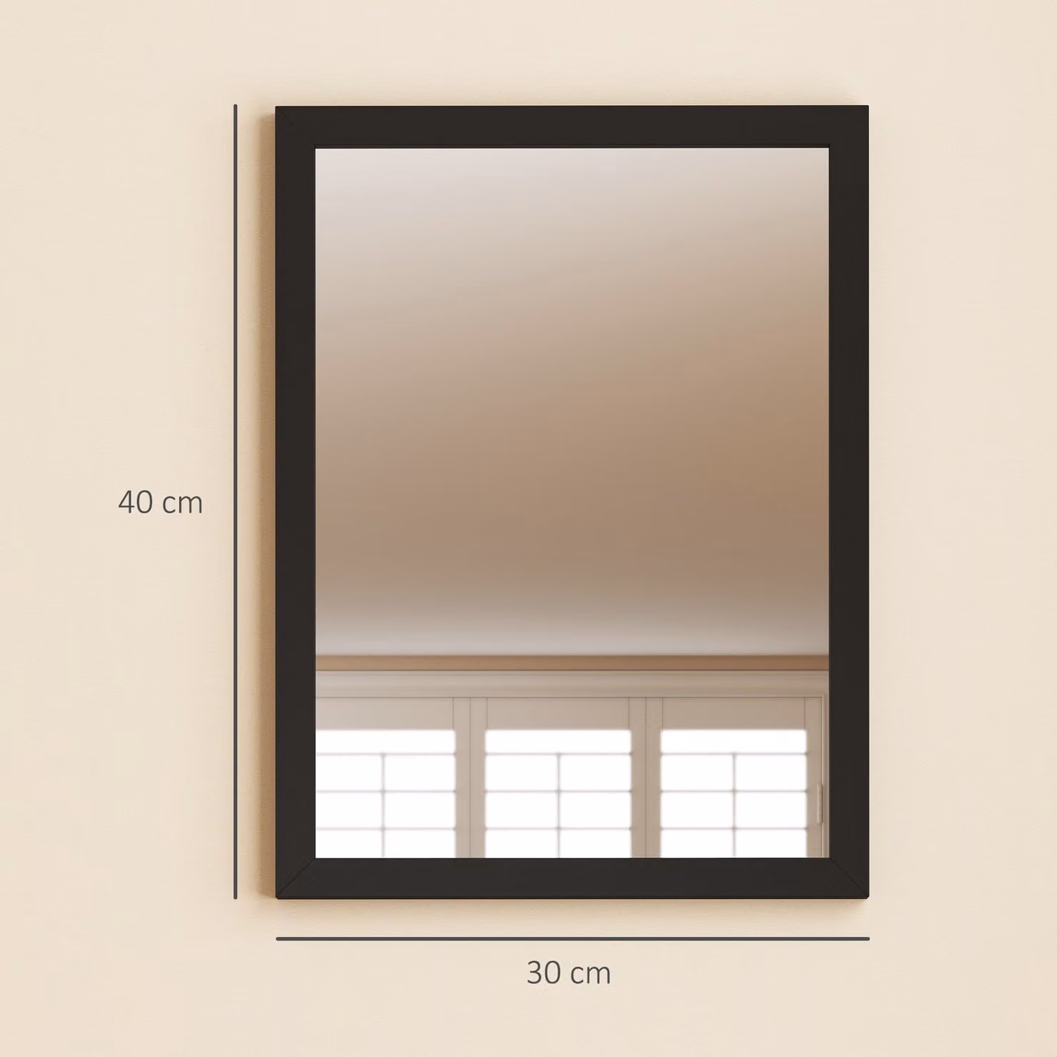 HOMCOM Set of 2 Classic Rectangular Wall-Mounted Glass Mirrors, Black, W: 30 cm, H: 40 cm – 2