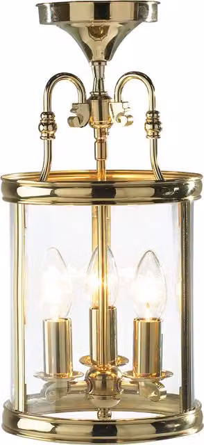 Dar Brown and Brass Suspended Lantern with Transparent Glass, Height Adjustable and Dimmable, H: 180 cm, W: 40 cm, D: 3 cm
