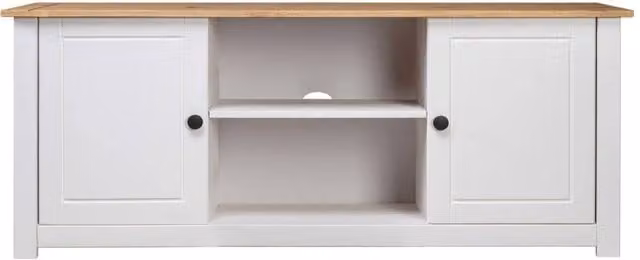 Berkfield Home Panama White Solid Pine Wood TV Cabinet W/D/H: 120 x 40 x 50 cm