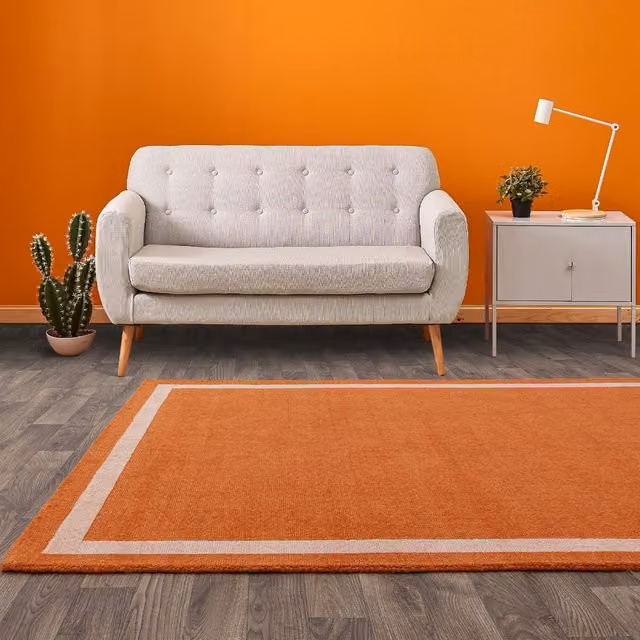 The Rug Shop UK Orange Handmade Plain Modern Wool Area Rug, W: 160 cm, L: 230 cm