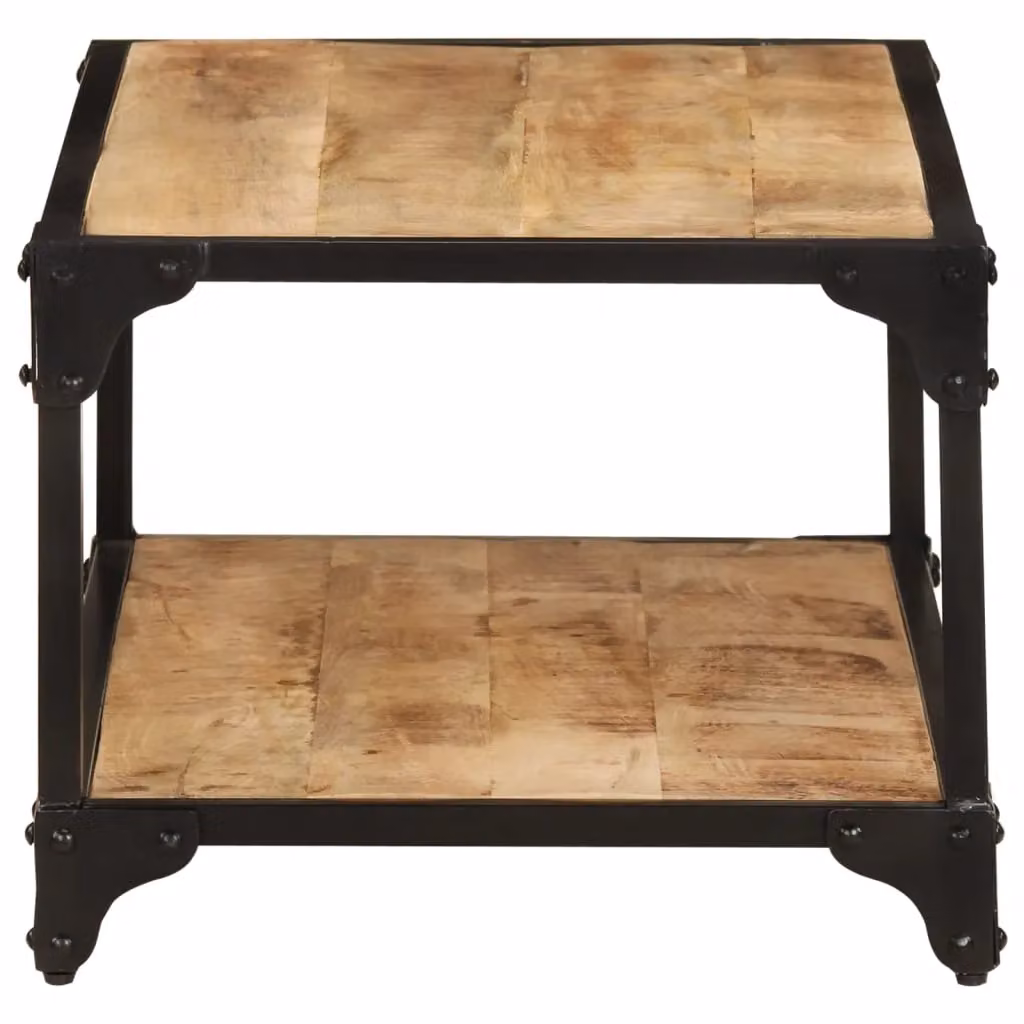 Berkfield Home Brown Solid Rough Mango Wood Coffee Table W: 90 cm, D: 45 cm, H: 35 cm – 3