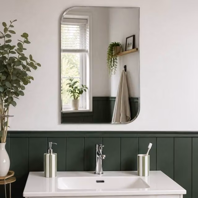 Showerdrape Islington Rectangular Frameless Bevelled Edge Wall Mounted Bathroom Mirror in Silver, W: 60 cm, H: 45 cm