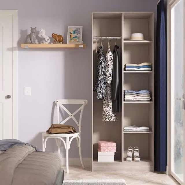 Ready Assembled 2 U Fuji Open Wardrobe in Light Grey – 1