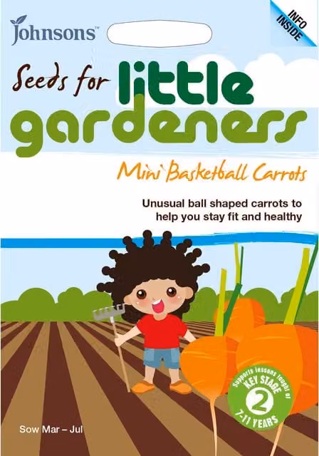 Johnsons Little Gardeners Mini Basketball Orange Carrot Vegetable Seeds