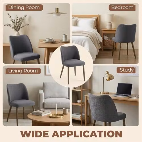 HOMCOM Set of 2 Scandinavian Linen Upholstered Dining Chairs in Dark Grey – 7