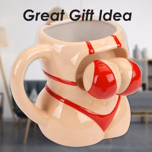 VFM e-Store Shaking Bikini Wobble Mug in Beige, Ceramic, H: 14 cm, W: 12 cm, D: 12 cm – 3