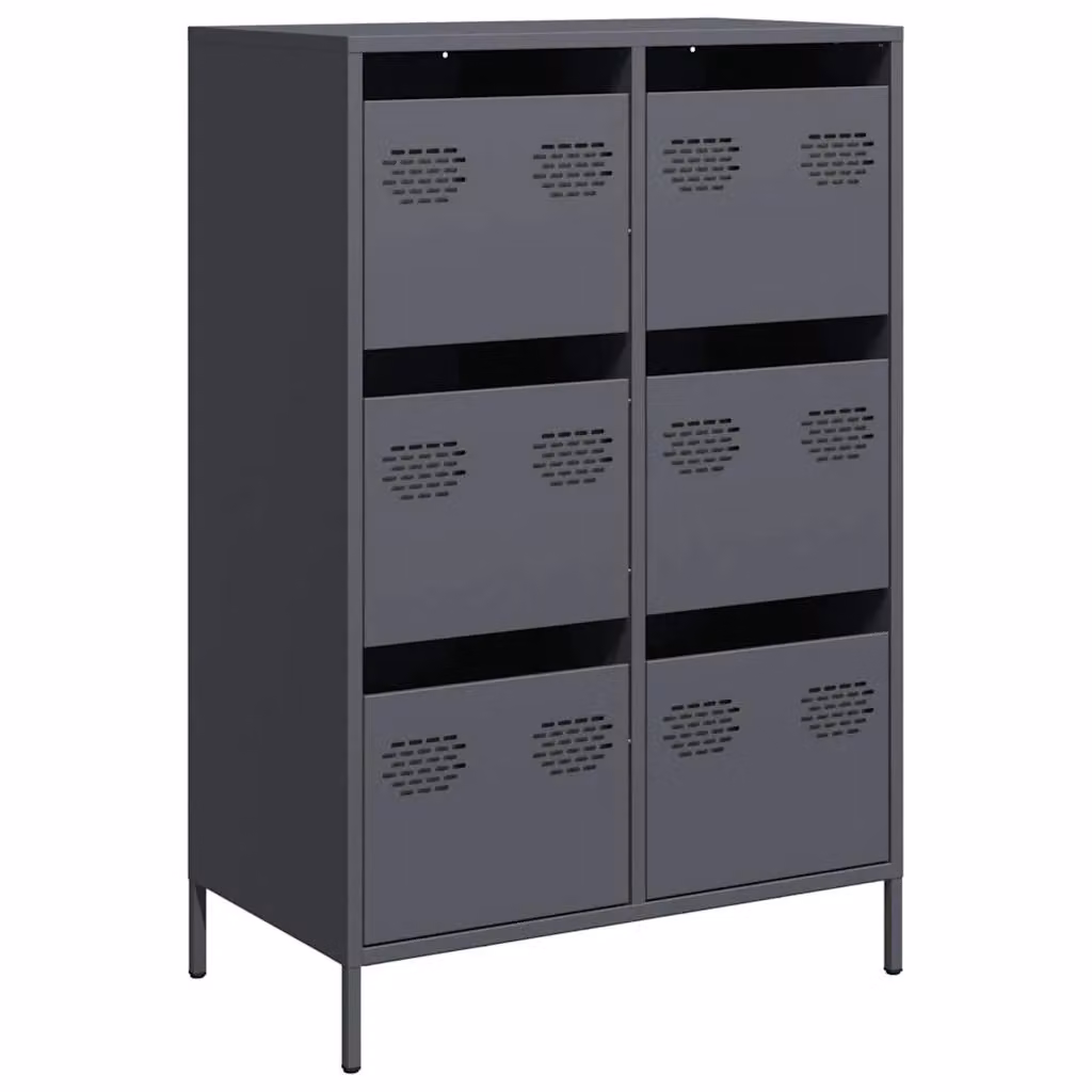 Berkfield Home Anthracite and Black Steel Highboard, W: 68 cm, D: 39 cm, H: 101.5 cm – 2