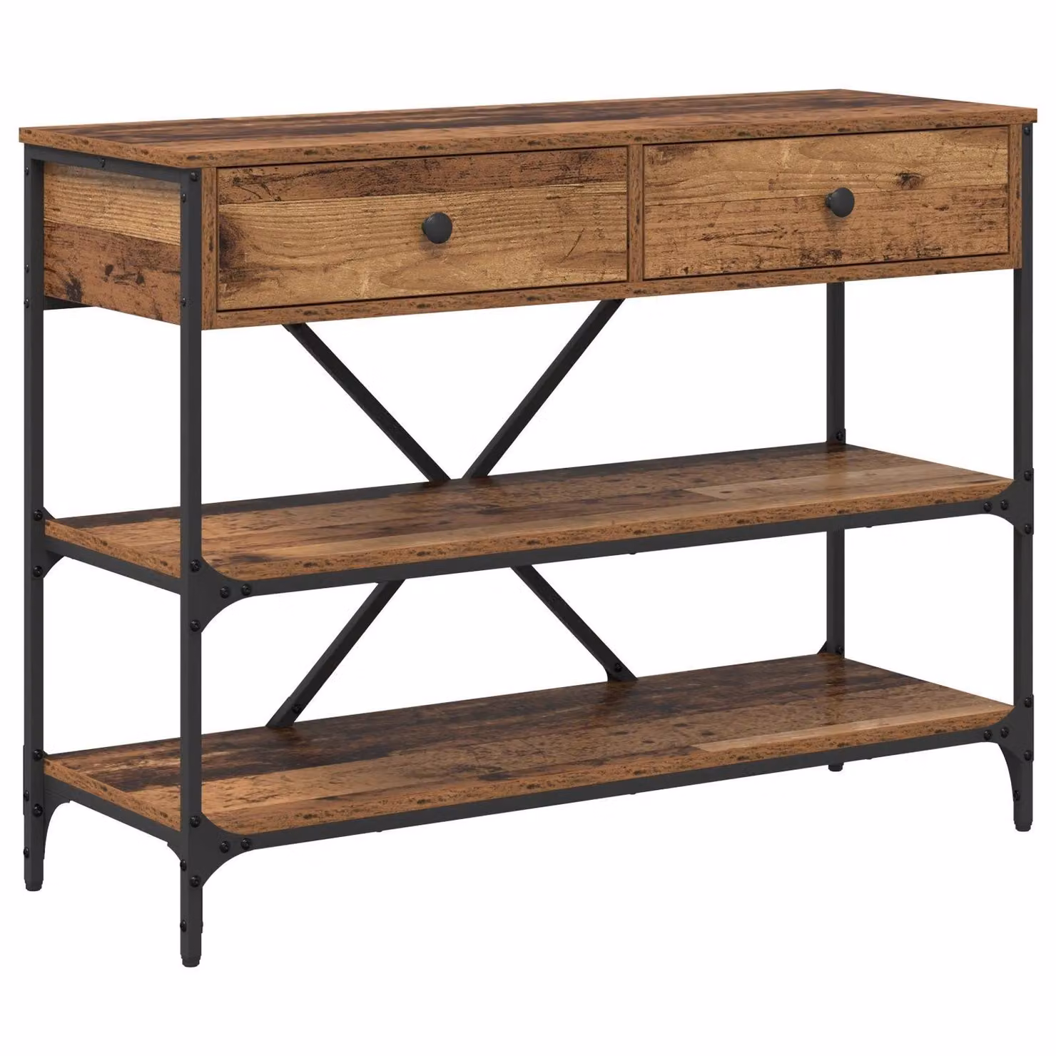 Berkfield Home Rustic Brown Console Table, W/D/H: 100 x 34.5 x 75 cm – 2