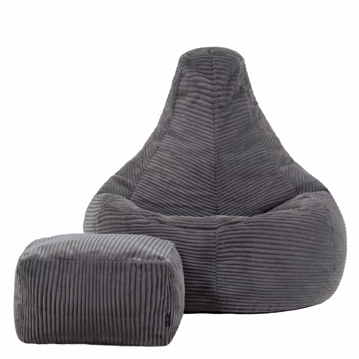 icon Dalton Corduroy Bean Bag Gaming Chair and Footstool in Grey – 2