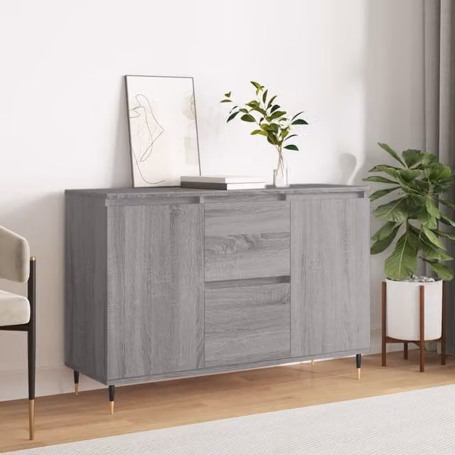 Berkfield Home Grey Sonoma Sideboard in Engineered Wood, W/D/H: 104 x 35 x 70 cm