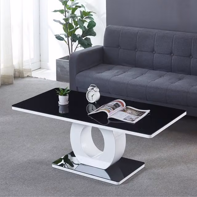 Modernique Giulia Coffee Table in White Gloss with Black Glass