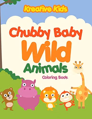 Kreative Kids Chubby Baby Wild Animals Colouring Book, Multicolour, W: 27.94 cm, H: 27.94 cm, D: 0.61 cm
