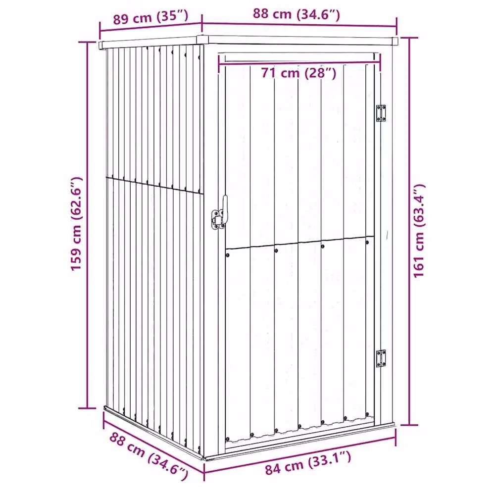 Berkfield Home Grey Galvanised Steel Garden Tool Shed Tall Cabinet W/D/H: 88 x 89 x 161 cm – 6
