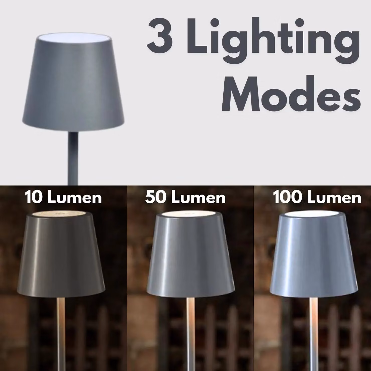 Marco Paul Pack of 2 Grey Slate and Metal Rechargeable Dimmable LED Table Lamps, Height: 33 cm – 4