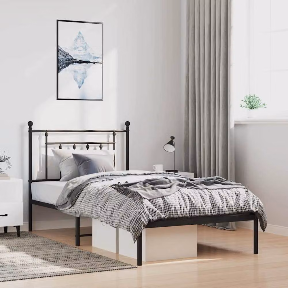 Berkfield Home Metal Bed Frame with Headboard and Drawers, Black, W: 100 cm, L: 200 cm – 2