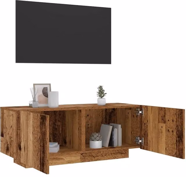 Berkfield Home Rustic Old Wood TV Cabinet in Brown, W/D/H: 100 x 35 x 40 cm
